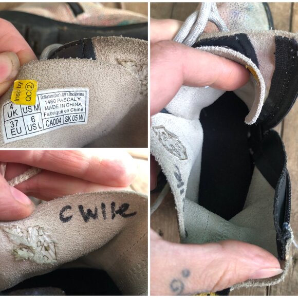 Dr Martens 1460 Pascal Boots Girls Size 6 US Rainbow Glitter Leather Laces Zip - Picture 10 of 10